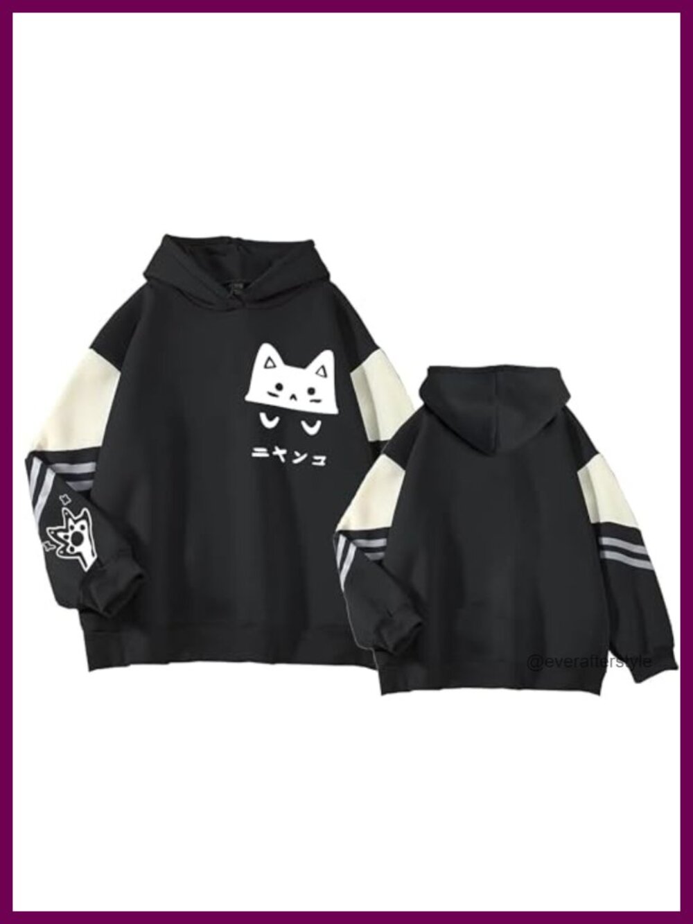 Women's Cute Cat Print Oversized Hoodie Soft Polyester Cotton Pullover